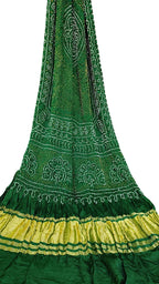 Green Bandhani Pure Gajji Silk Dupatta - Luxurion World- Crafted Heirlooms