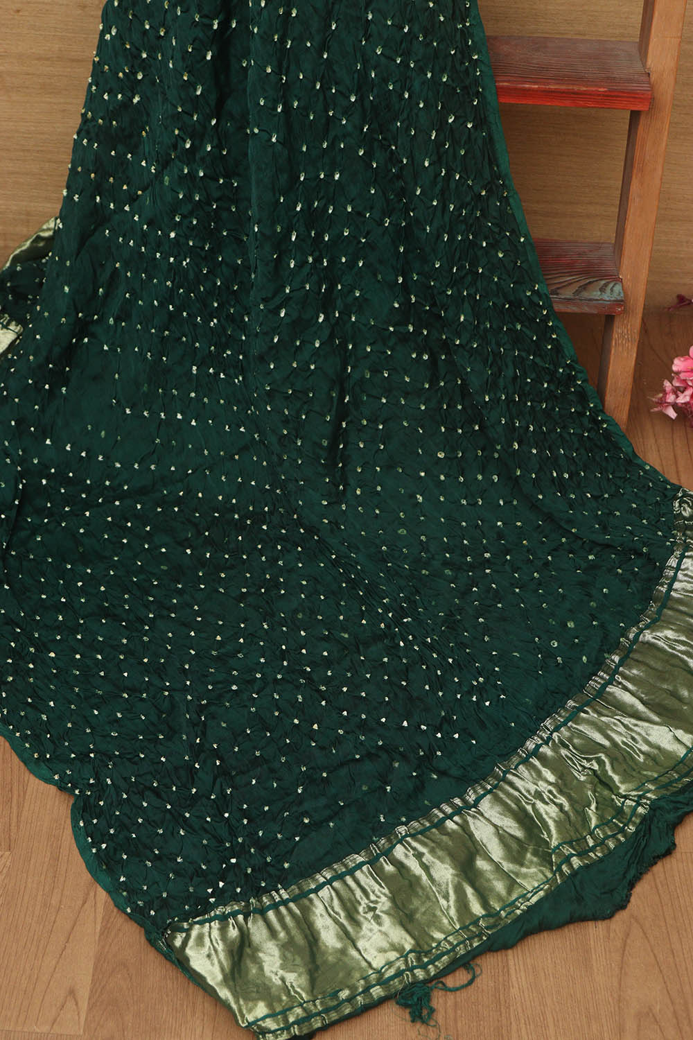Green Bandhani Modal Gajji Silk Dupatta - Elegant Ethnic Wear - Luxurion World