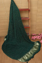 Green Bandhani Modal Gajji Silk Dupatta - Elegant Ethnic Wear - Luxurion World