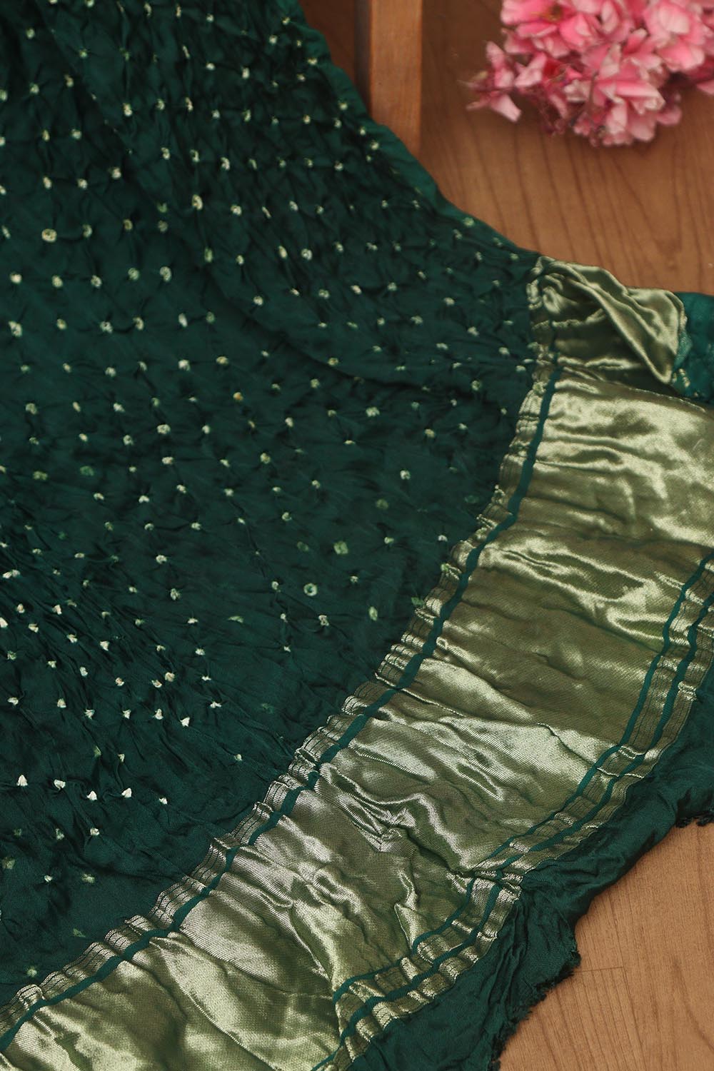 Green Bandhani Modal Gajji Silk Dupatta - Elegant Ethnic Wear - Luxurion World