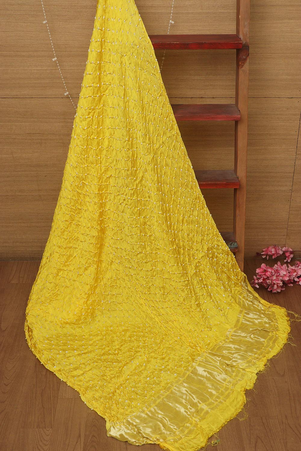 Sunshine Yellow Bandhani Modal Gajji Silk Dupatta - Luxurion World