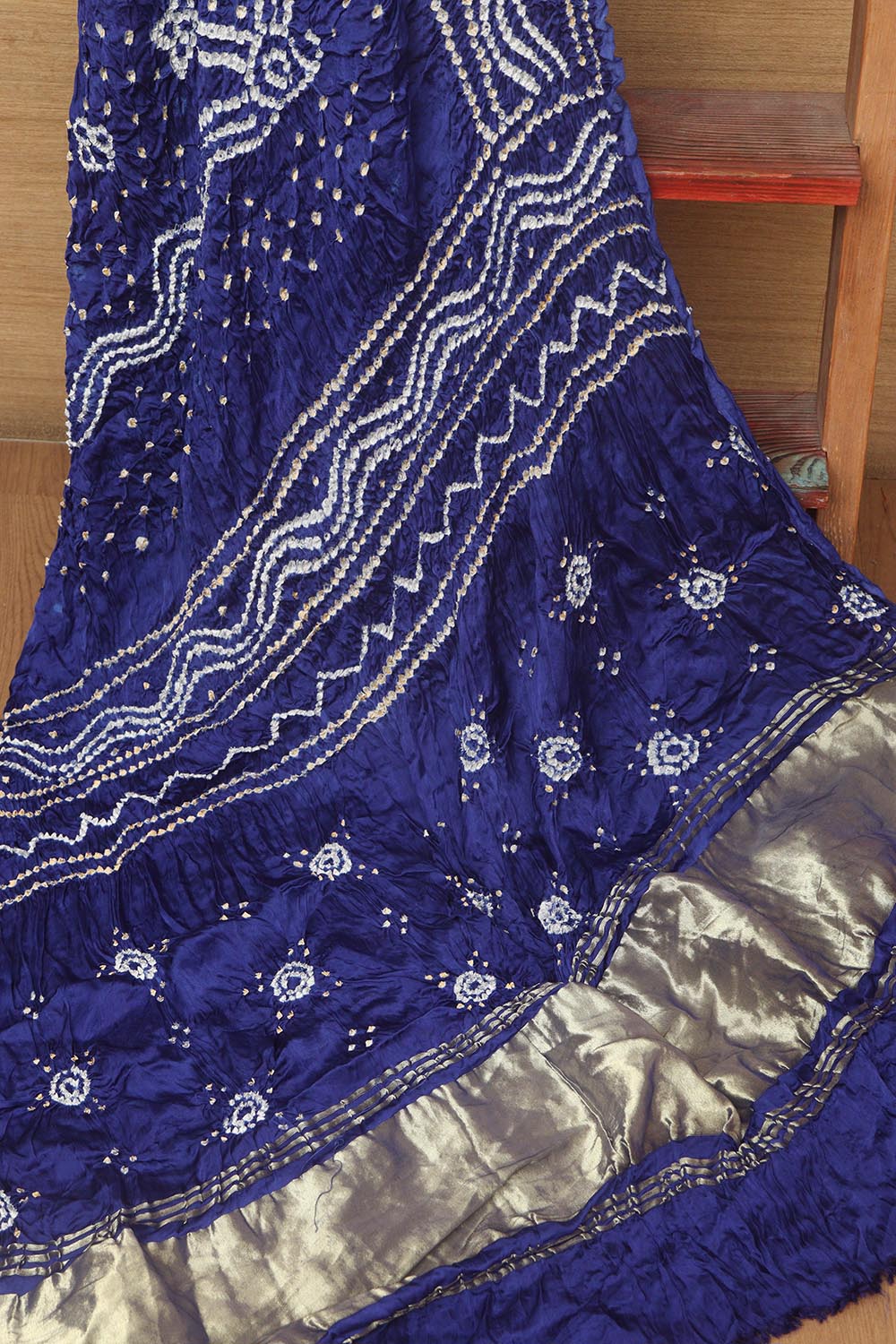 Blue Bandhani Modal Gajji Silk Dupatta - Elegant Ethnic Wear - Luxurion World