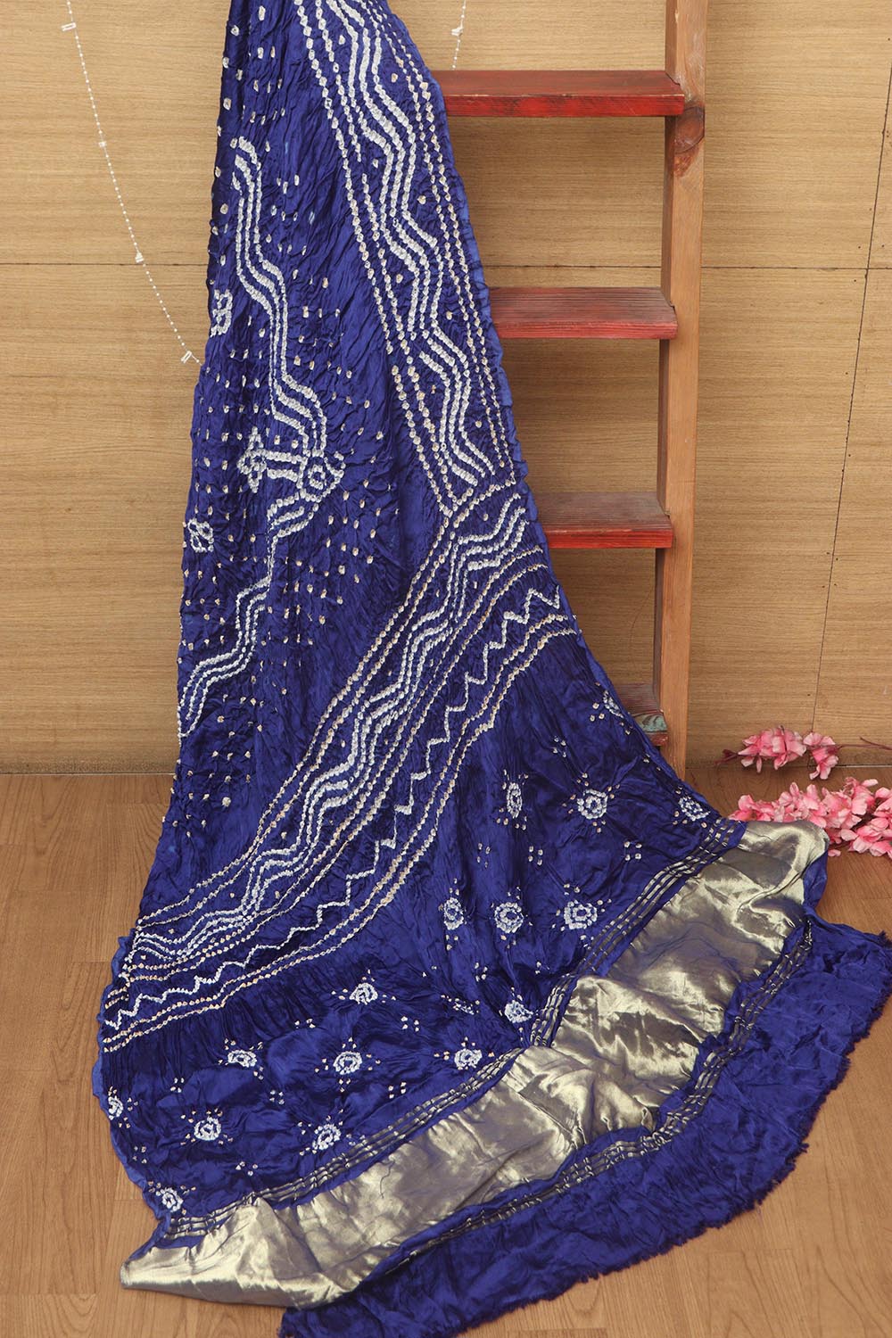Blue Bandhani Modal Gajji Silk Dupatta - Elegant Ethnic Wear - Luxurion World