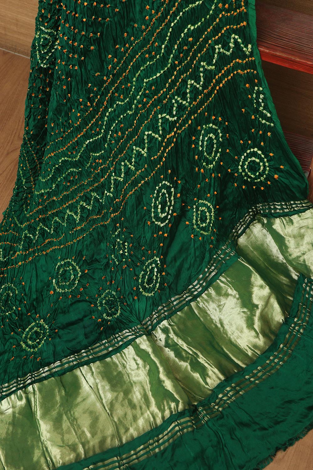 Green Bandhani Modal Gajji Silk Dupatta - Elegant and Stylish - Luxurion World