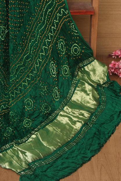 Green Bandhani Modal Gajji Silk Dupatta - Elegant and Stylish - Luxurion World