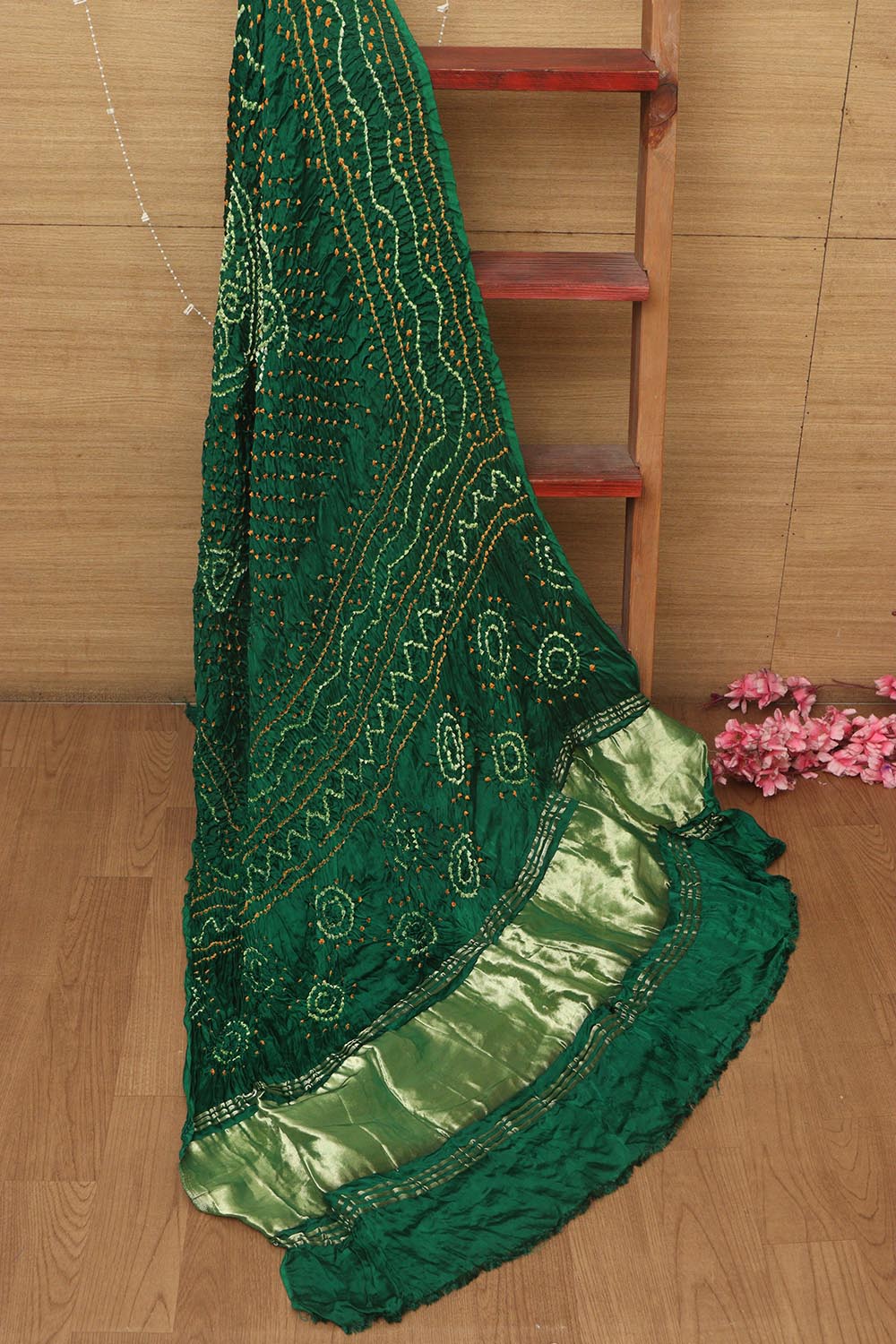 Green Bandhani Modal Gajji Silk Dupatta - Elegant and Stylish - Luxurion World