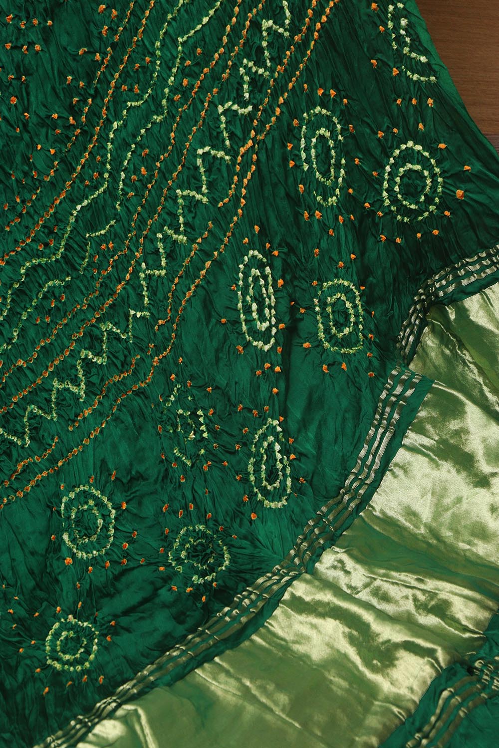 Green Bandhani Modal Gajji Silk Dupatta - Elegant and Stylish - Luxurion World
