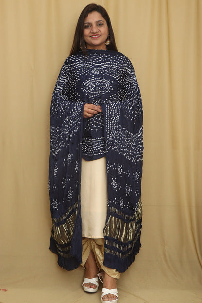 Blue Bandhani Modal Gajji Silk Dupatta - Elegant and Stylish - Luxurion World