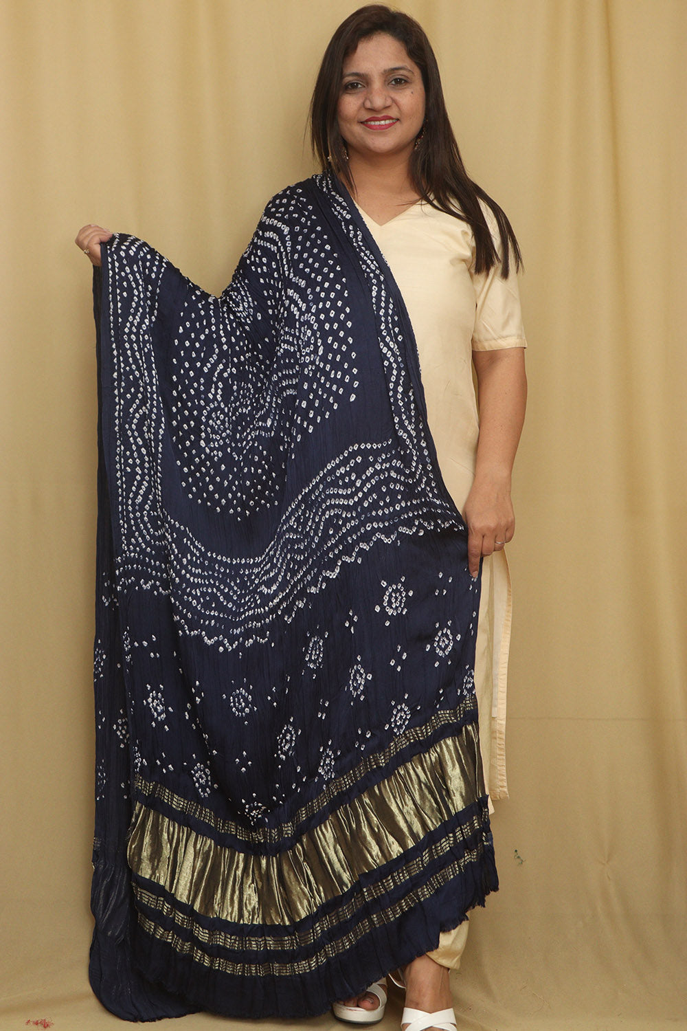 Blue Bandhani Modal Gajji Silk Dupatta - Elegant and Stylish - Luxurion World