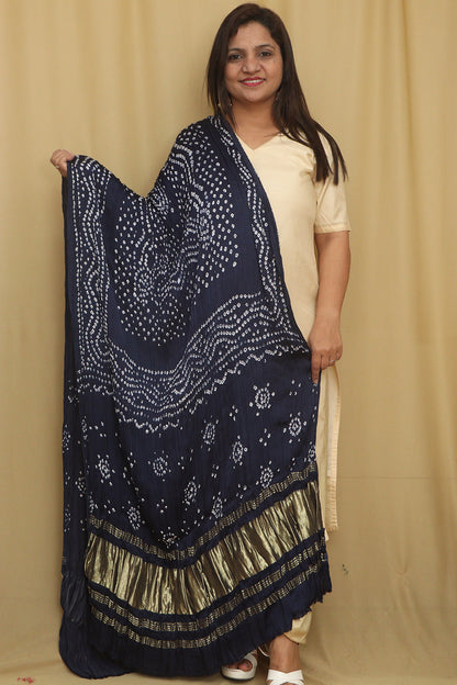Blue Bandhani Modal Gajji Silk Dupatta - Elegant and Stylish - Luxurion World