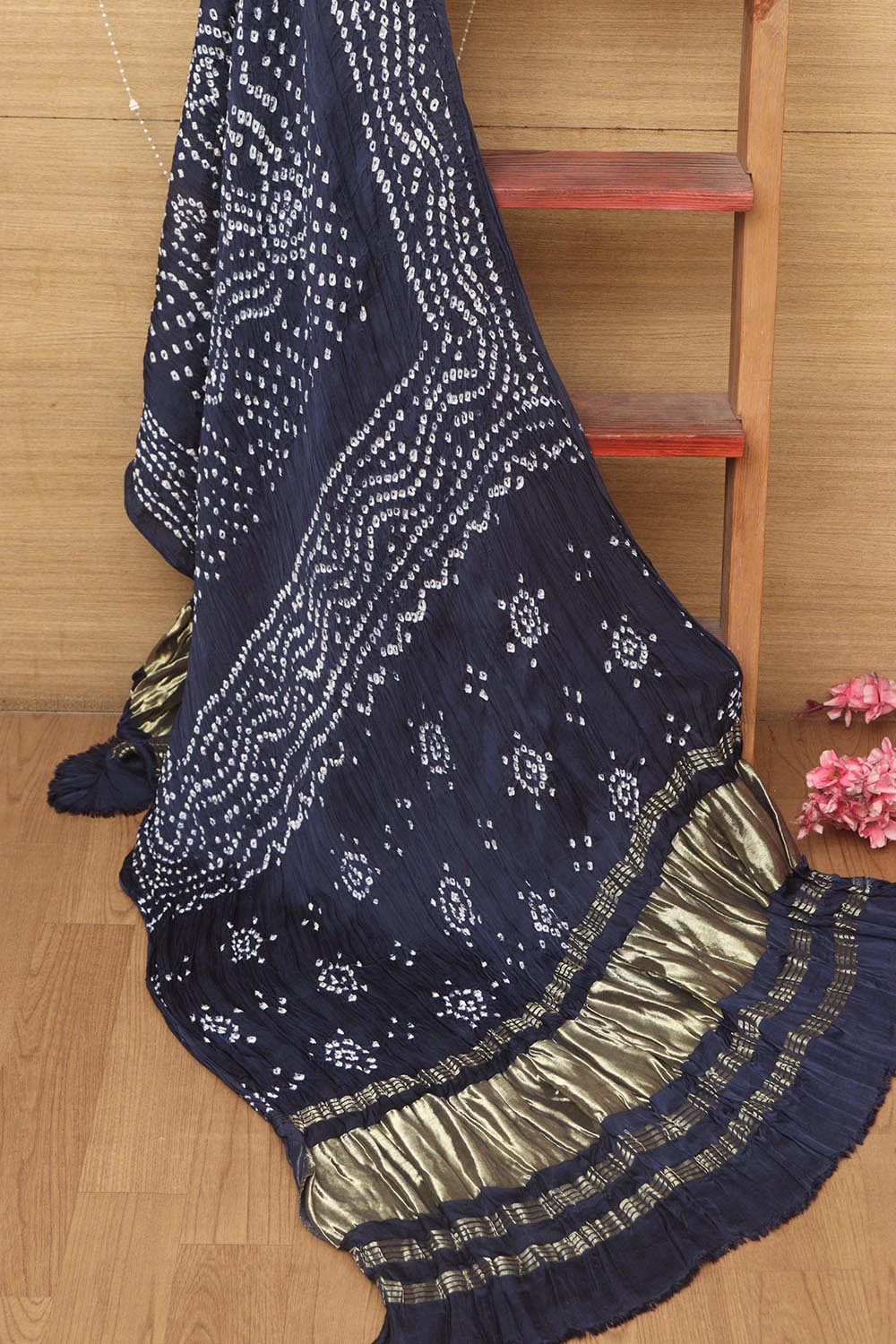 Blue Bandhani Modal Gajji Silk Dupatta - Elegant and Stylish - Luxurion World