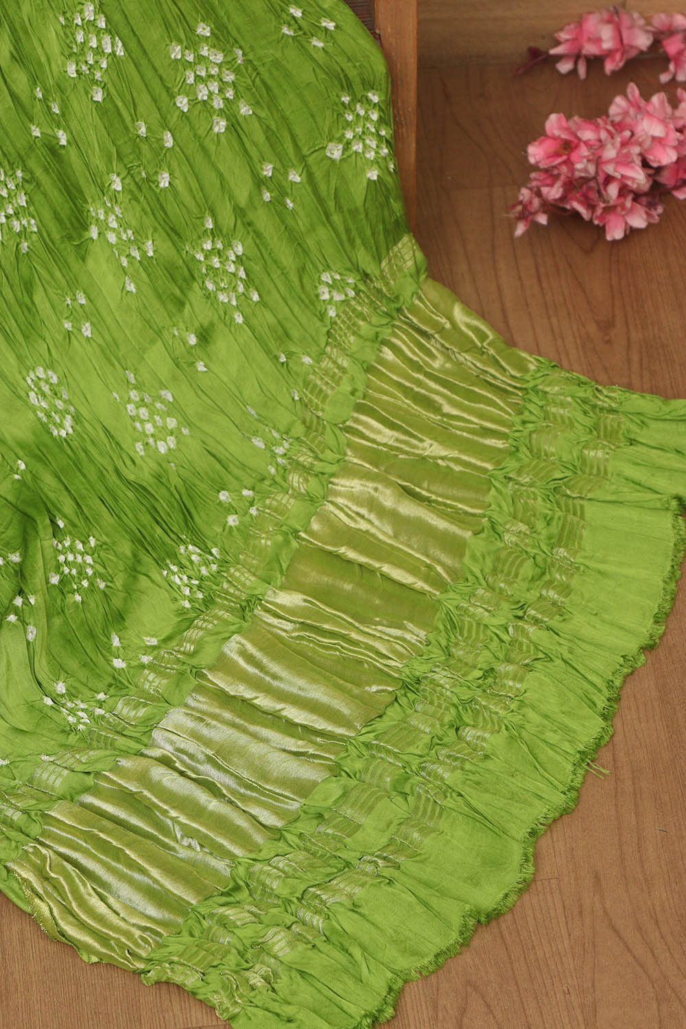 Green Bandhani Modal Gajji Silk Dupatta - Elegant and Stylish - Luxurion World