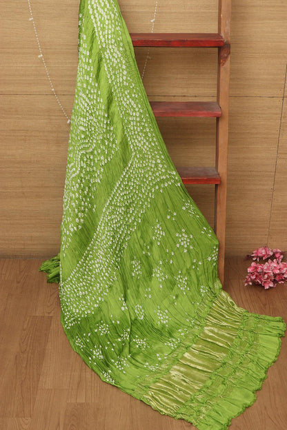 Green Bandhani Modal Gajji Silk Dupatta - Elegant and Stylish - Luxurion World