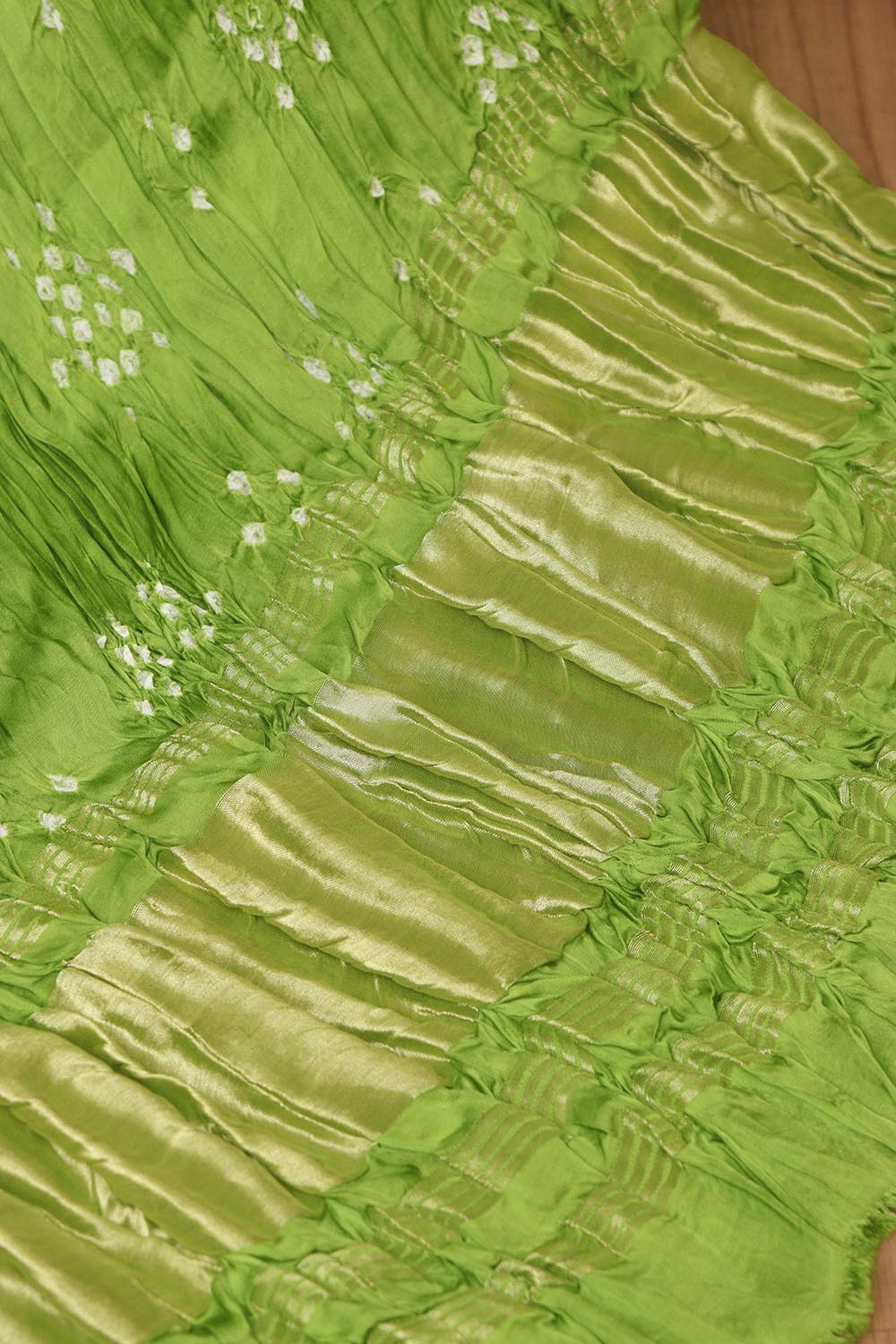 Green Bandhani Modal Gajji Silk Dupatta - Elegant and Stylish - Luxurion World