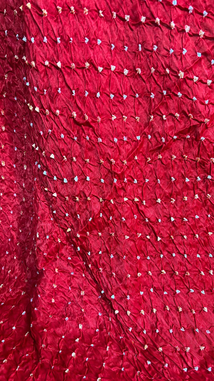 Red Bandhani Modal Gajji Silk Dupatta - Luxurion World