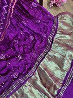 Vibrant Purple Bandhani Modal Gajji Silk Dupatta - Luxurion World