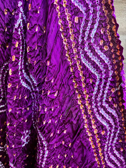 Vibrant Purple Bandhani Modal Gajji Silk Dupatta - Luxurion World