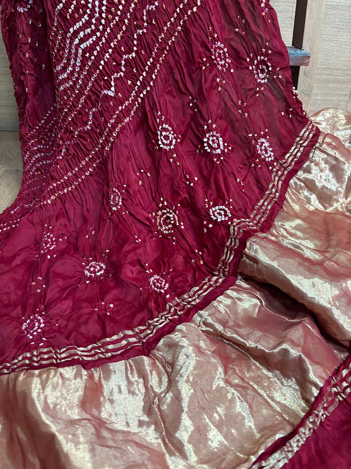 Maroon Bandhani Modal Gajji Silk Dupatta - Elegant Ethnic Wear - Luxurion World