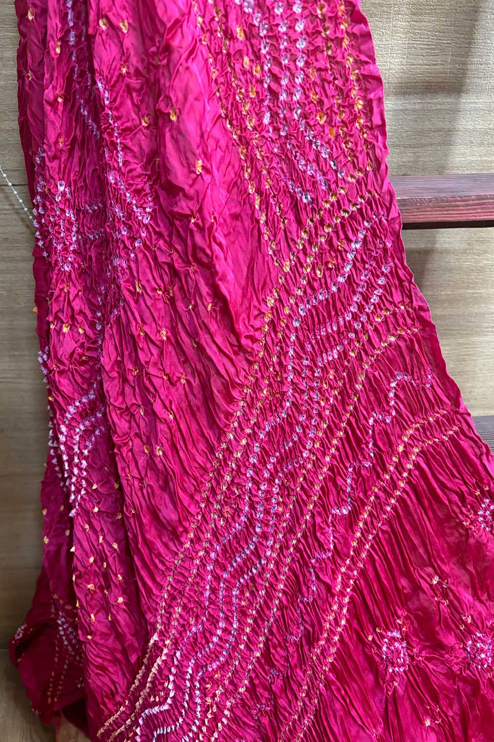 Pretty in Pink: Bandhani Modal Gajji Silk Dupatta - Luxurion World