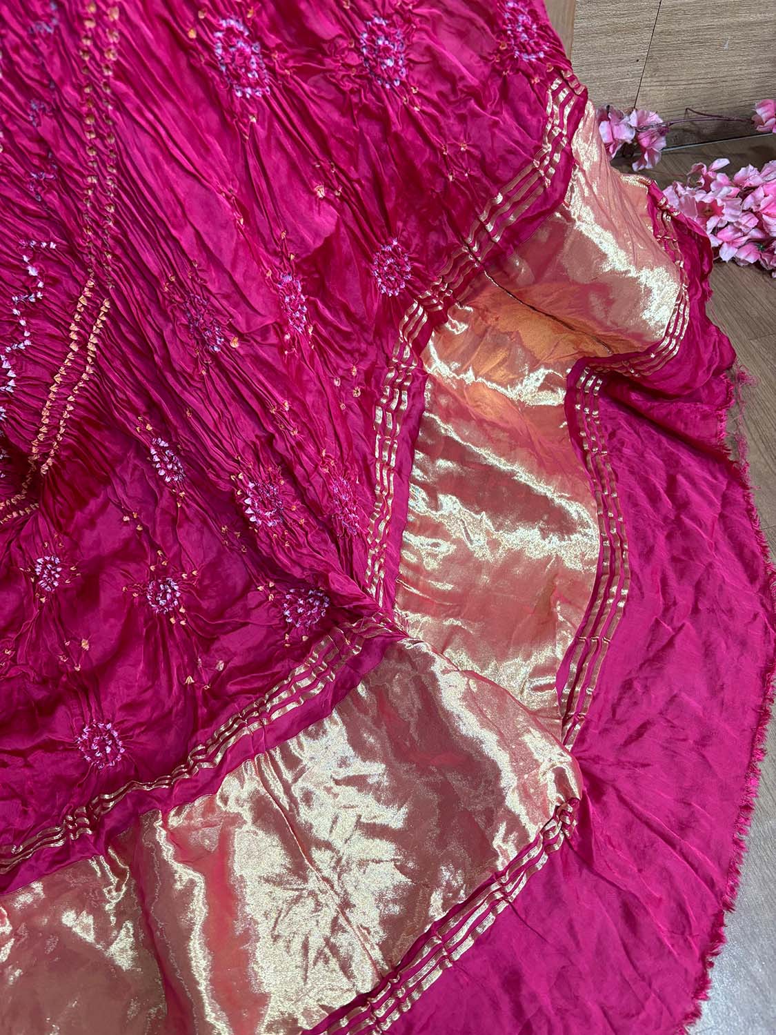 Pretty in Pink: Bandhani Modal Gajji Silk Dupatta - Luxurion World
