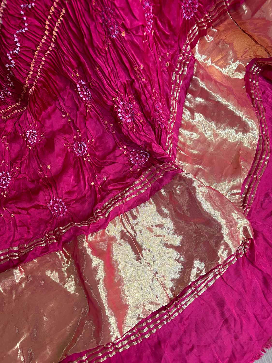 Pretty in Pink: Bandhani Modal Gajji Silk Dupatta - Luxurion World