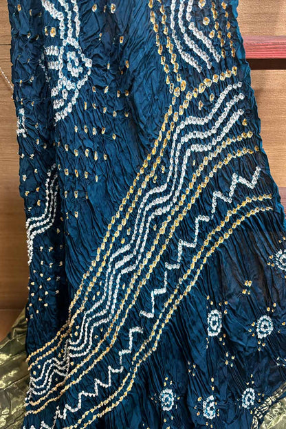 Blue Bandhani Modal Gajji Silk Dupatta - Elegant and Stylish - Luxurion World