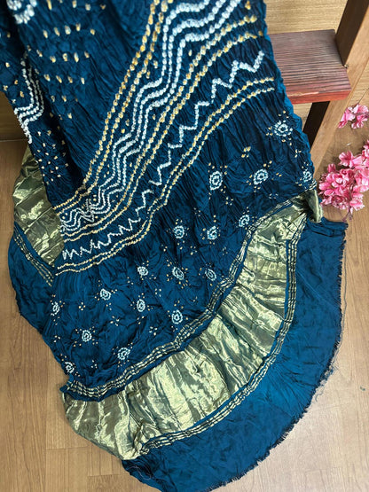 Blue Bandhani Modal Gajji Silk Dupatta - Elegant and Stylish - Luxurion World