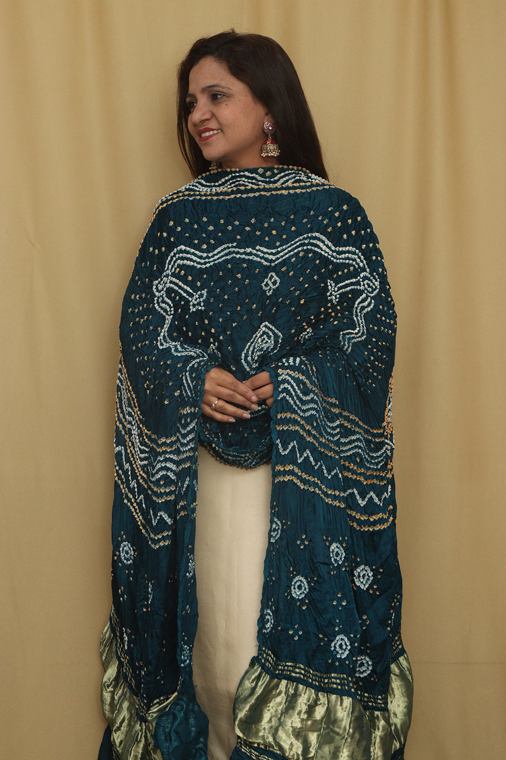 Blue Bandhani Modal Gajji Silk Dupatta - Elegant and Stylish - Luxurion World