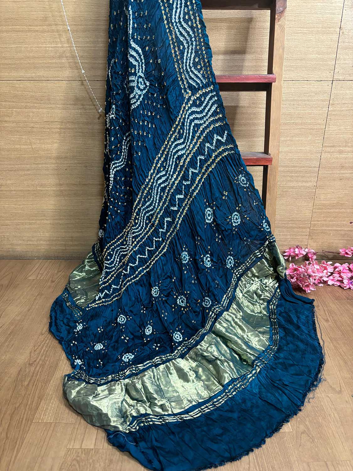 Blue Bandhani Modal Gajji Silk Dupatta - Elegant and Stylish - Luxurion World