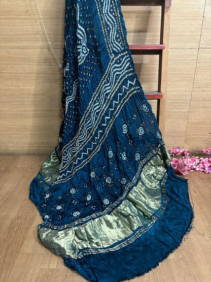 Blue Bandhani Modal Gajji Silk Dupatta - Elegant and Stylish - Luxurion World