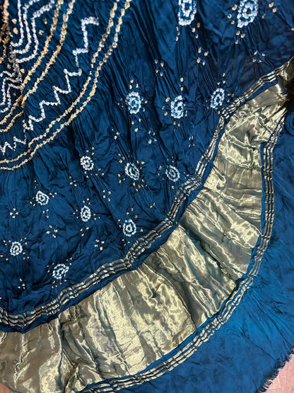 Blue Bandhani Modal Gajji Silk Dupatta - Elegant and Stylish - Luxurion World