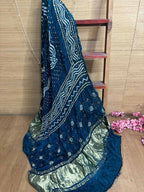 Blue Bandhani Modal Gajji Silk Dupatta - Elegant and Stylish - Luxurion World