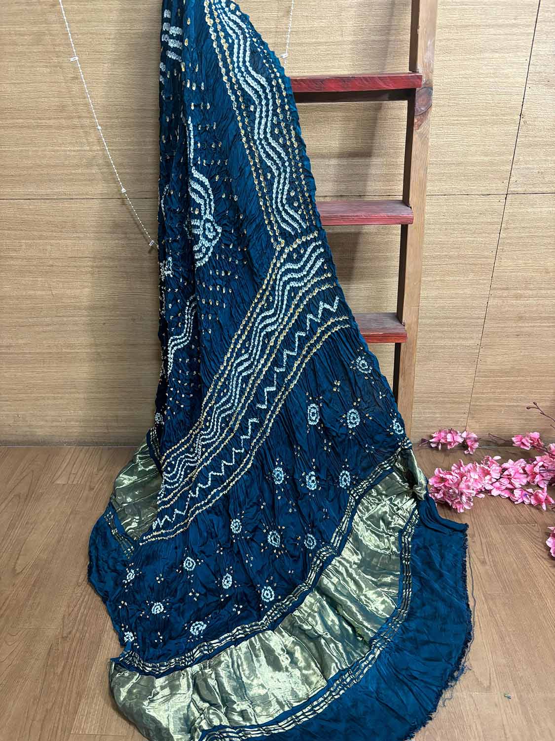 Blue Bandhani Modal Gajji Silk Dupatta - Elegant and Stylish - Luxurion World