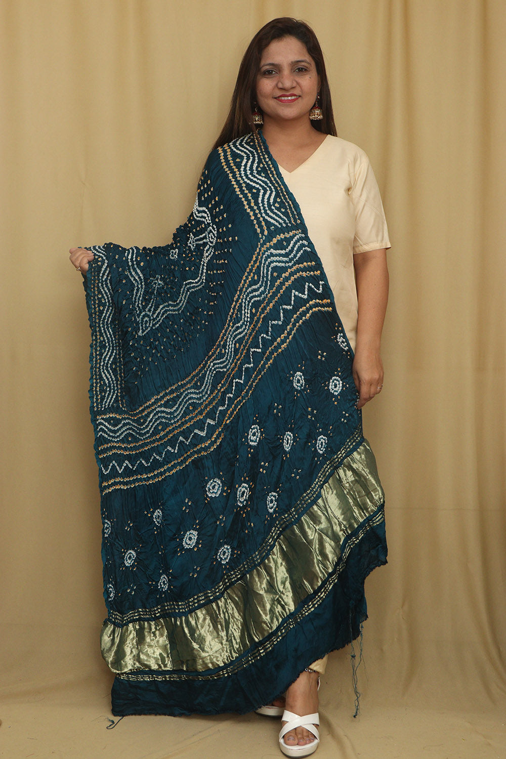 Blue Bandhani Modal Gajji Silk Dupatta - Elegant and Stylish - Luxurion World