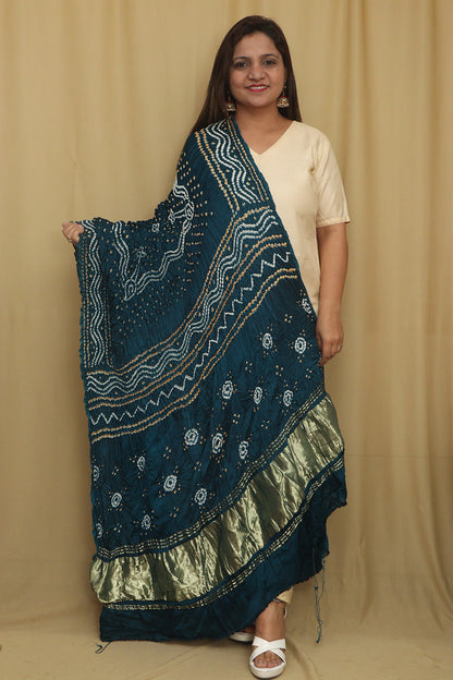 Blue Bandhani Modal Gajji Silk Dupatta - Elegant and Stylish - Luxurion World