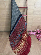 Elegant Grey Bandhani Modal Gajji Silk Dupatta - Luxurion World