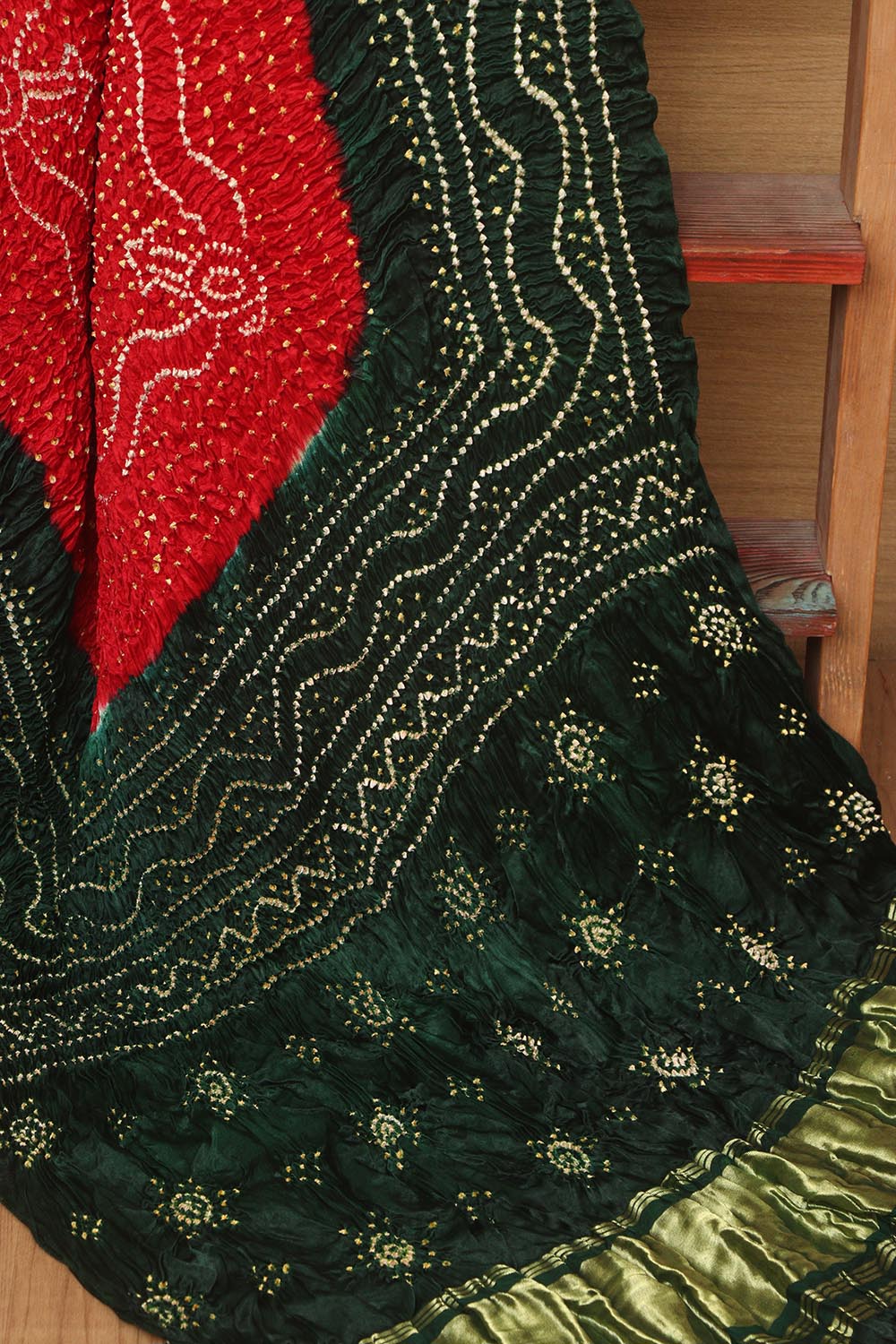 Dark Red Pure Indian Gijji Silk Dupatta with Mukesh Work – 3.5 Yards main image 1