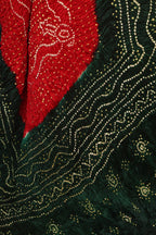 Vibrant Bandhani Modal Gajji Silk Dupatta in Red and Green - Luxurion World
