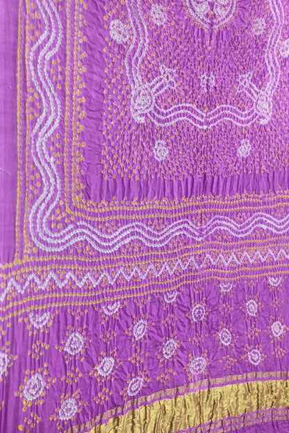 Stunning Purple Bandhani Gajji Silk Dupatta - Luxurion World