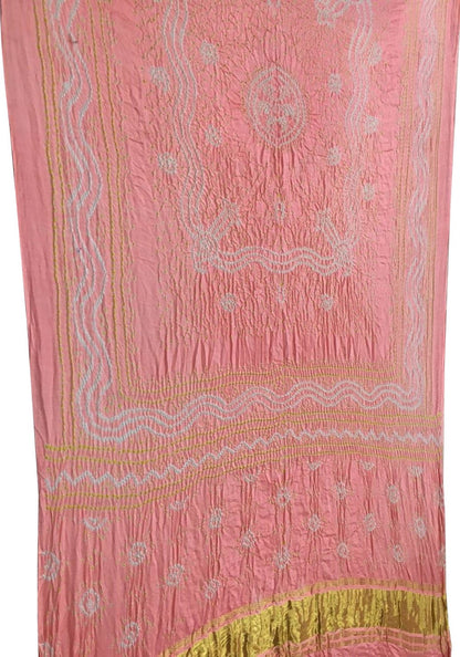Stunning Pink Bandhani Gajji Silk Dupatta - Luxurion World