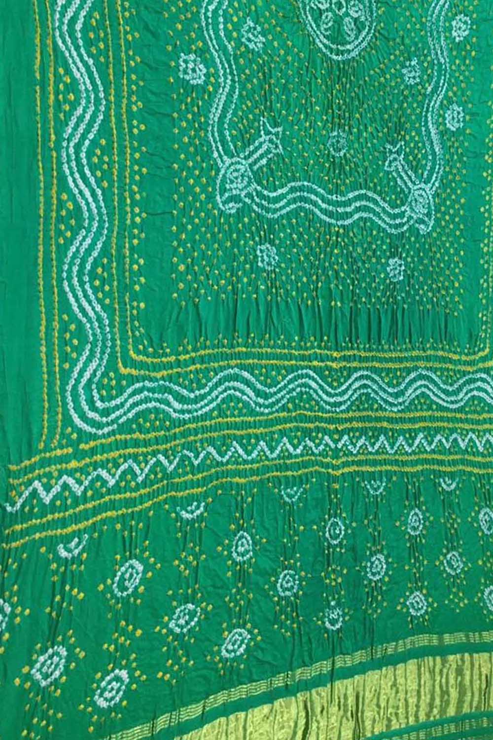 Handcrafted Green Bandhani Gajji Silk Dupatta - Luxurion World