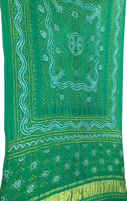 Handcrafted Green Bandhani Gajji Silk Dupatta - Luxurion World