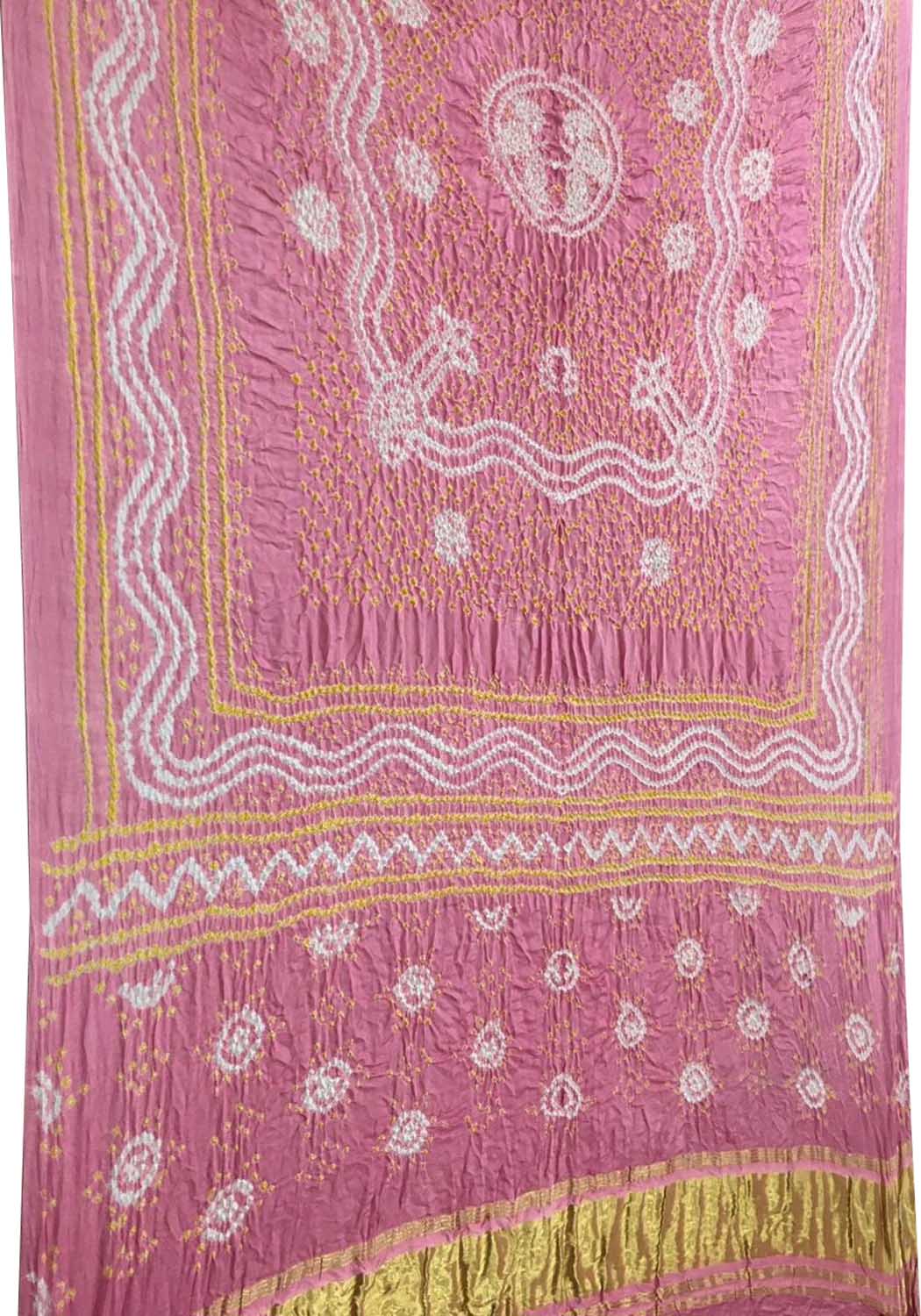 Stunning Pink Bandhani Gajji Silk Dupatta - Luxurion World