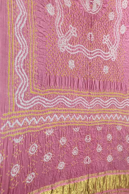 Stunning Pink Bandhani Gajji Silk Dupatta - Luxurion World