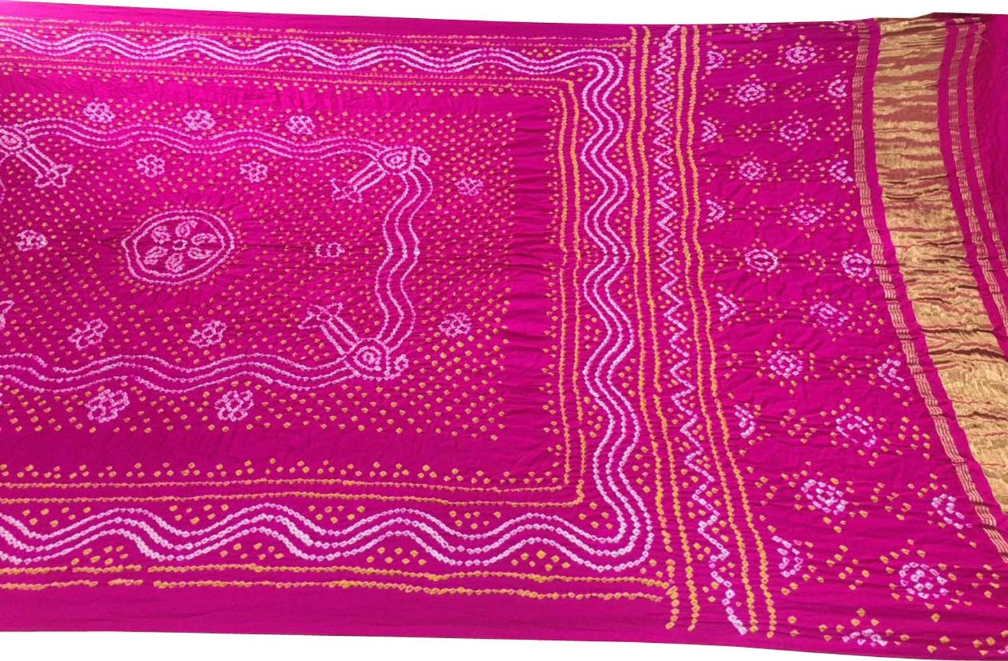Stunning Pink Bandhani Gajji Silk Dupatta - Luxurion World