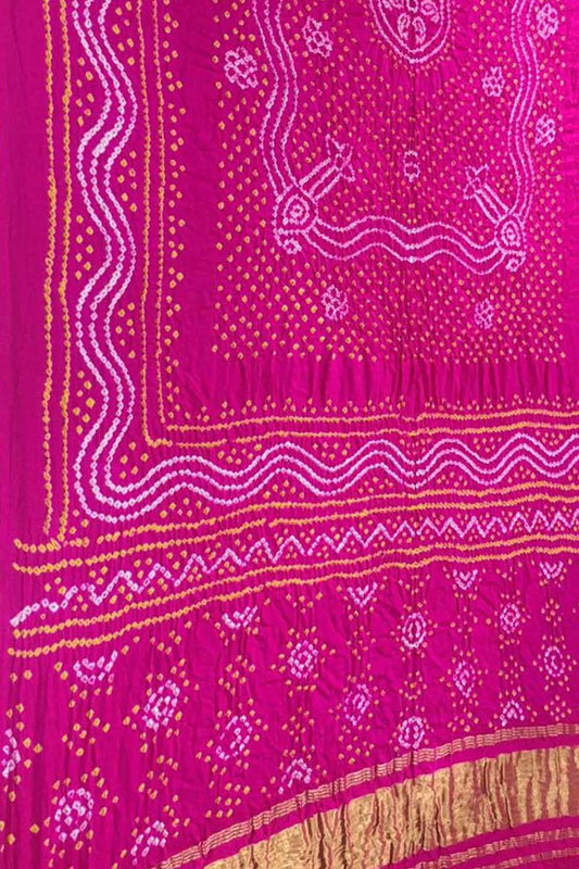 Stunning Pink Bandhani Gajji Silk Dupatta - Luxurion World