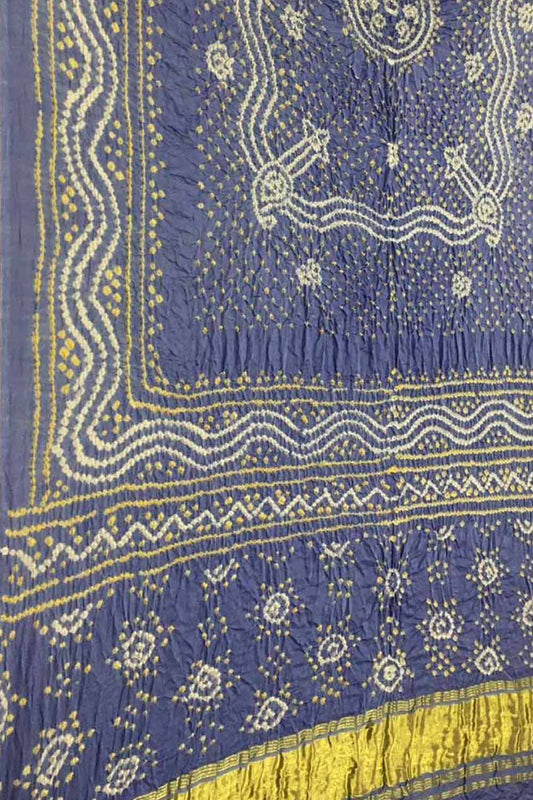 Blue Bandhani Gajji Silk Dupatta - Pure Elegance - Luxurion World