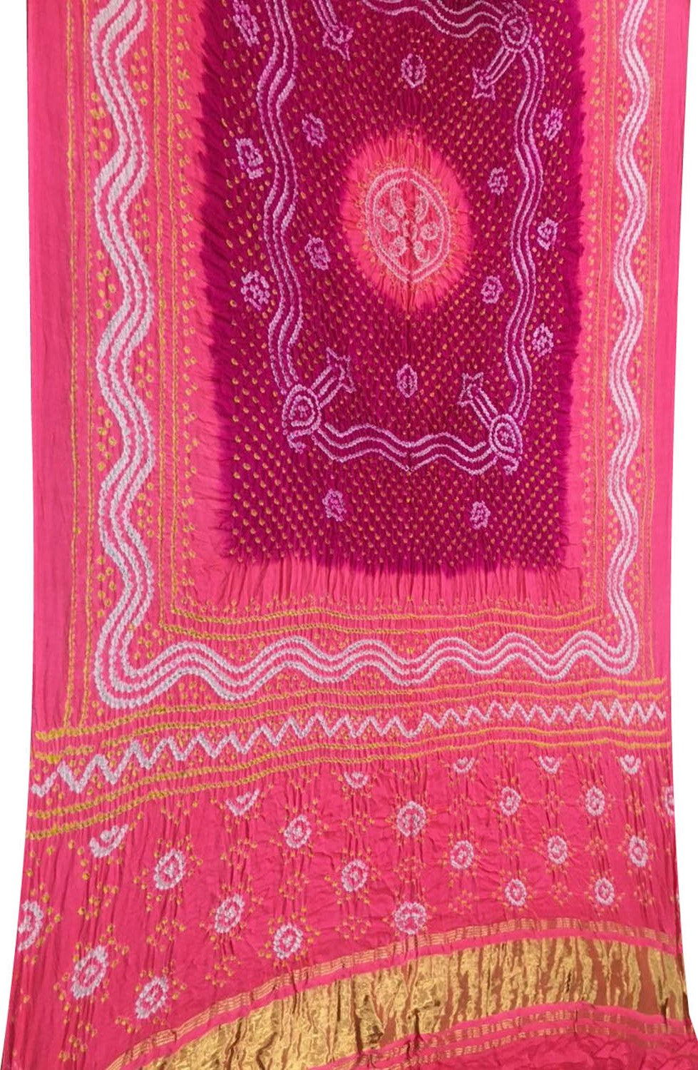 Pink Bandhani Gajji Silk Dupatta - Elegant and Luxurious - Luxurion World