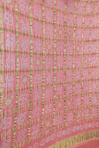 Pink Bandhani Pure Gajji Silk Checks Dupatta - Luxurion World