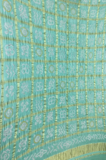 Blue Bandhani Pure Gajji Silk Checks Dupatta - Luxurion World